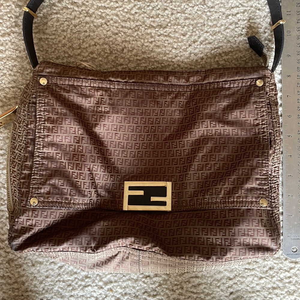 Fendi Ff Monogram Zucchino Mamma Forever Baguette Shoulder Bag